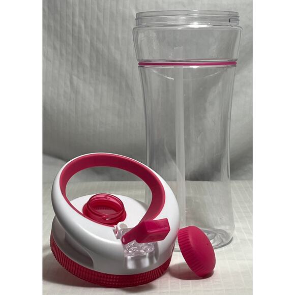 Cool Gear Clear Pink White Sip Straw Water Bottle BPA Free Top Shelf Safe 2013 - Picture 4 of 8